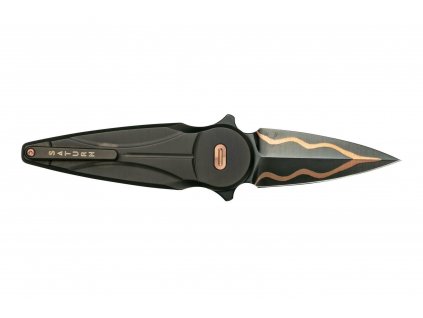 FX-551 TiCOP FOX knives /ANARCNIDE SATURN FOLDING KNIFE CARBON COPPER DAMASCUS BLADE,TITANIUM PVD HA