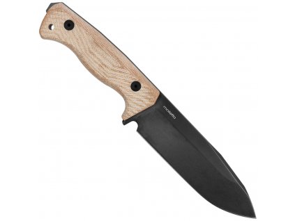 T6B 3V CVN LionSteel Fixed blade, CPM 3V OLD BLACK blade, NATURAL CANVAS handle with Kydex sheath