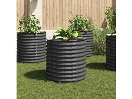 Multidom Vyvýšený záhradný záhon 80x80x81 cm, pozinkovaná oceľ, sivý