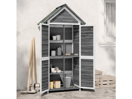 Multidom Záhradný domček na náradie sivý 89x52,5x175 cm masívna borovica