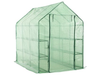 Multidom Skleník s 12 policami oceľový 143x214x196 cm