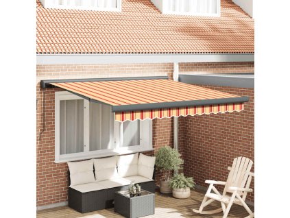 Multidom Zaťahovacia markíza žltá a biela 3x2,5 m látka a hliník