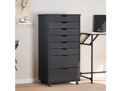 Multidom Skrinka so zásuvkami na kolieskach MOSS sivá masívna borovica