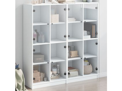 Multidom Knižnica s dvierkami biela 136x37x142 cm kompozitné drevo