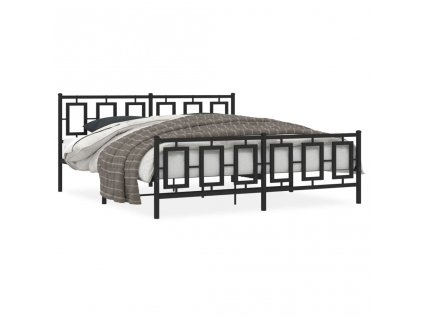 Multidom Kovový rám postele s čelom a podnožkou čierny 180x200 cm