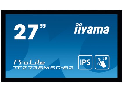 27'' iiyama TF2738MSC-B2: IPS, FullHD, capacitive, 10P, 500cd/m2, DP, HDMI, DVI, 16/7, IP1X, černý