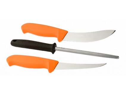 12098 Morakniv Hunting Set Orange 2 Knives + Sharpening Steel