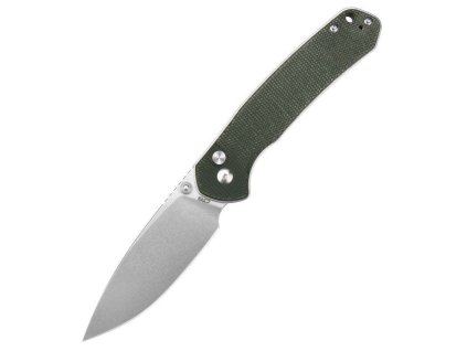 CJRB J1925L-ODG Large Pyrite Green vreckový nôž 9,4 cm, Stonewash, zelená, Micarta
