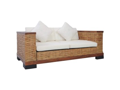 Multidom 2-miestna sedačka s vankúšmi hnedá prírodný ratan