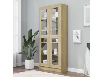 Multidom Vitrína, dub sonoma 82,5x30,5x185 cm, kompozitné drevo