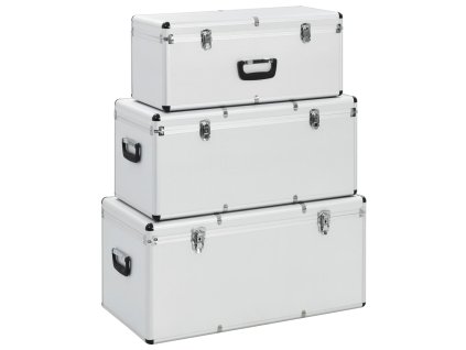 Multidom Úložné kufríky 3 ks strieborné hliníkové