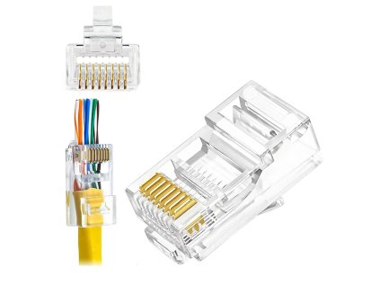 W-Star Konektor UTP RJ45EZ Cat6 1000ks 3U pozlátený 6SLD pass through RJ45EZC6T