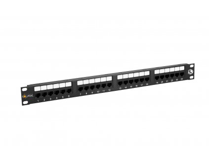 19" patch panel Solarix 24 x RJ45 CAT5E UTP 150 MHz černý 1U SX24-5E-UTP-BK