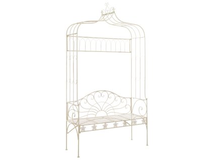 Multidom Záhradná lavička 122 cm, železo, starožitná, biela
