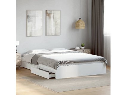 Multidom Posteľný rám so zásuvkami biely 150x200 cm kompozitné drevo