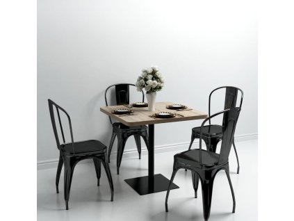 Multidom Bistro stolík, MDF a oceľ, štvorcový, 80x80x75 cm, dubová farba
