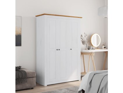 Multidom 3-dverový šatník biely 118x50x171,5 cm borovicové drevo Panama Range