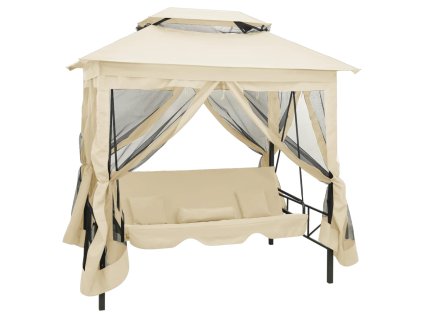 Multidom Rozkladacia hojdačka s altánkom, krémovo biela
