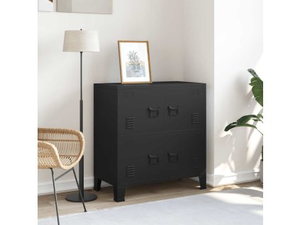 Multidom Industriálna úložná skrinka, čierna 75x40x80 cm, oceľ