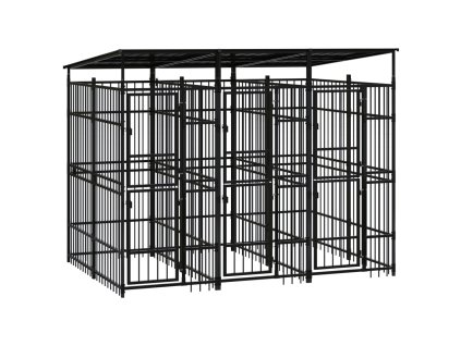 Multidom Vonkajší koterec pre psov so strechou oceľ 5,53 m²