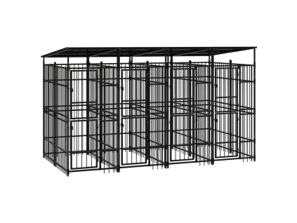 Multidom Vonkajší koterec pre psov so strechou oceľ 7,37 m²