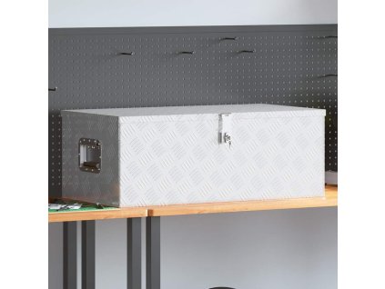 Multidom Úložný box strieborný 90x47x33,5 cm hliník