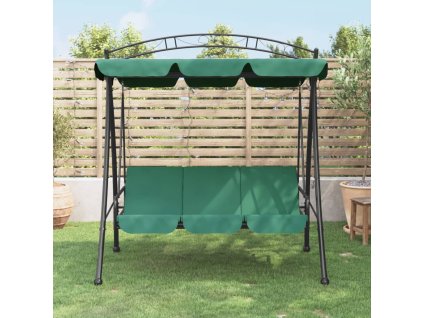 Multidom Záhradná hojdačka so strieškou zelená 198 cm látka a oceľ