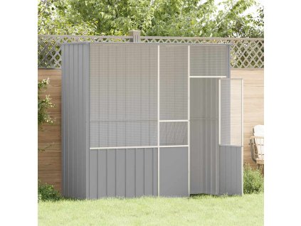 Multidom Klietka pre vtáky sivá 215x78x200 cm pozinkovaná oceľ