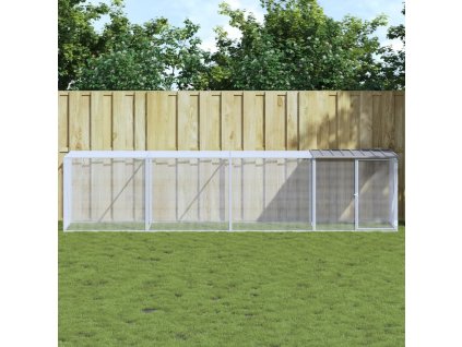 Multidom Klietka pre kurčatá strecha bledosivá 403x98x90 cm poz. oceľ