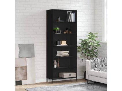 Multidom Vysoká skrinka čierna 69,5x32,5x180 cm kompozitné drevo