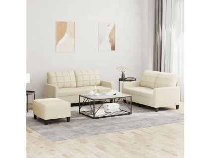 Multidom 3-miestna pohovka s vankúšmi krémová umelá koža