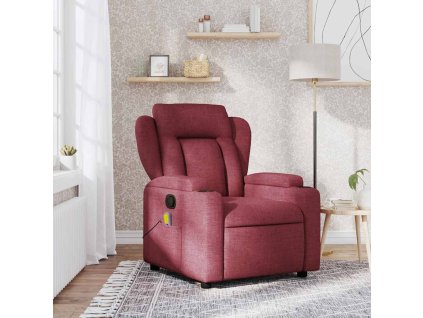 Multidom Sklápacie masážne kreslo vínovo-červené látka