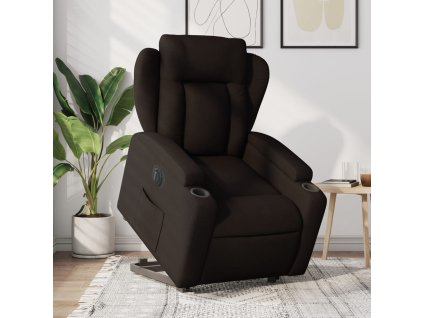 Multidom Elektrické zdvíhacie masážne kreslo tmavohnedé látkové