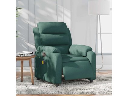Multidom Elektrické sklápacie masážne kreslo tmavozelené látka