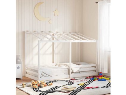 Multidom Detská posteľ so strechou biela 100x200 cm borovicový masív