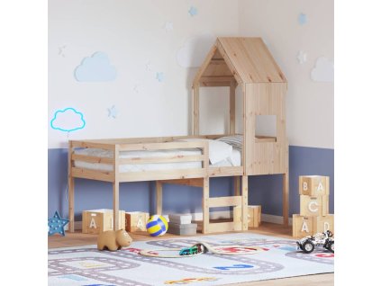 Multidom Vysoká posteľ so strechou 75x190 cm borovicový masív