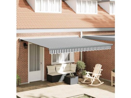 Multidom Zaťahovacia markíza antracit a biela 4x3 m látka a hliník