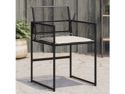 Multidom Záhradné stoličky so sedákmi 4 ks čierne polyratanové