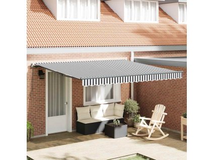 Multidom Ručne zaťahovacia markíza antracit a biela 400x300 cm