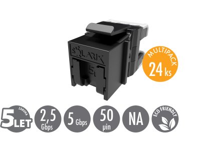MULTIPACK 24 ks - rýchlozarezávací keystone Solarix CAT5E UTP RJ45 SXKJ-5E-UTP-BK-NA