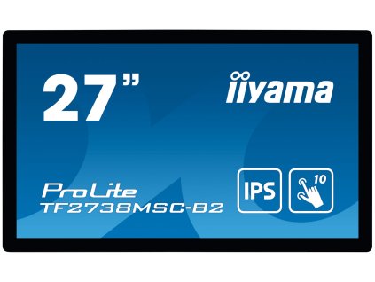 27'' iiyama TF2738MSC-B2: IPS, FullHD, capacitive, 10P, 500cd/m2, DP, HDMI, DVI, 16/7, IP1X, čierny