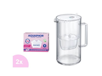 Aquaphor Glass bílá skleněná filtrační konvice + 2 ks filtru Maxfor+ Mg