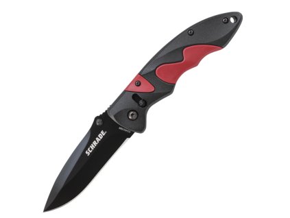 Schrade SCH503RB vreckový nôž 9,2 cm, šedá, červená, hliník, guma