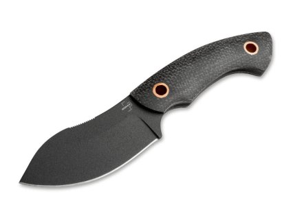 Böker Plus 02BO066 Nessmi Pro outdorový nôž 7cm, celočierna, Micarta, kožené puzdro