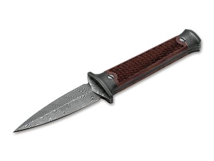 Böker Manufaktur Solingen 121515DAM P08-Damascus dýka 8,2 cm, damašek, Palisander, kožené puzdro