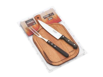 Tramontina 21198/914 Polywood BBQ set/3ks, nôž 20cm, vidlica 32cm, doska 40x23cm hnedá