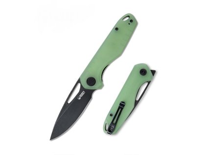 Kubey KU324B Doris Jade Black vreckový nôž 8,3 cm, čierna, zelená, G10, spona