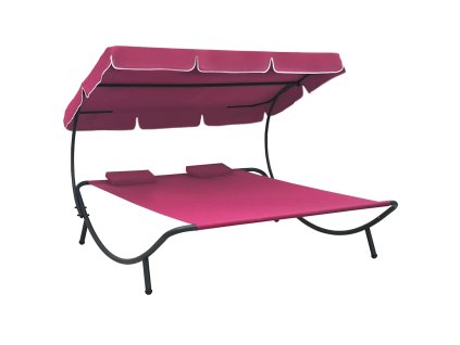 Multidom Záhradná posteľ s baldachýnom a vankúšmi ružová