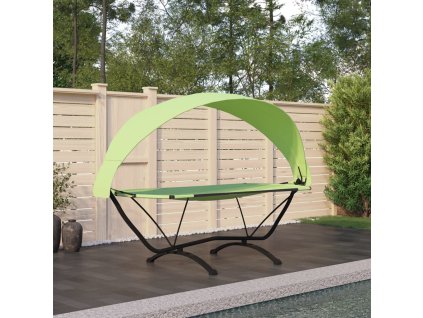 Multidom Vonkajšia posteľ so strieškou, zelená, oceľ a oxfordská látka