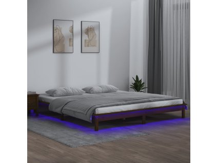 Multidom Posteľný rám s LED, medovo hnedý 160x200 cm, drevený masív